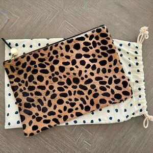 Clare C Pony Hair Leopard Clutch